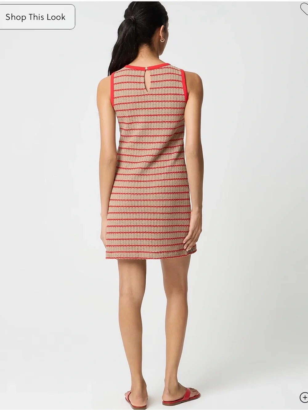 J. Crew Women's Sleeveless Striped Crochet Dress Khaki and Red Size M NWT‎ $98